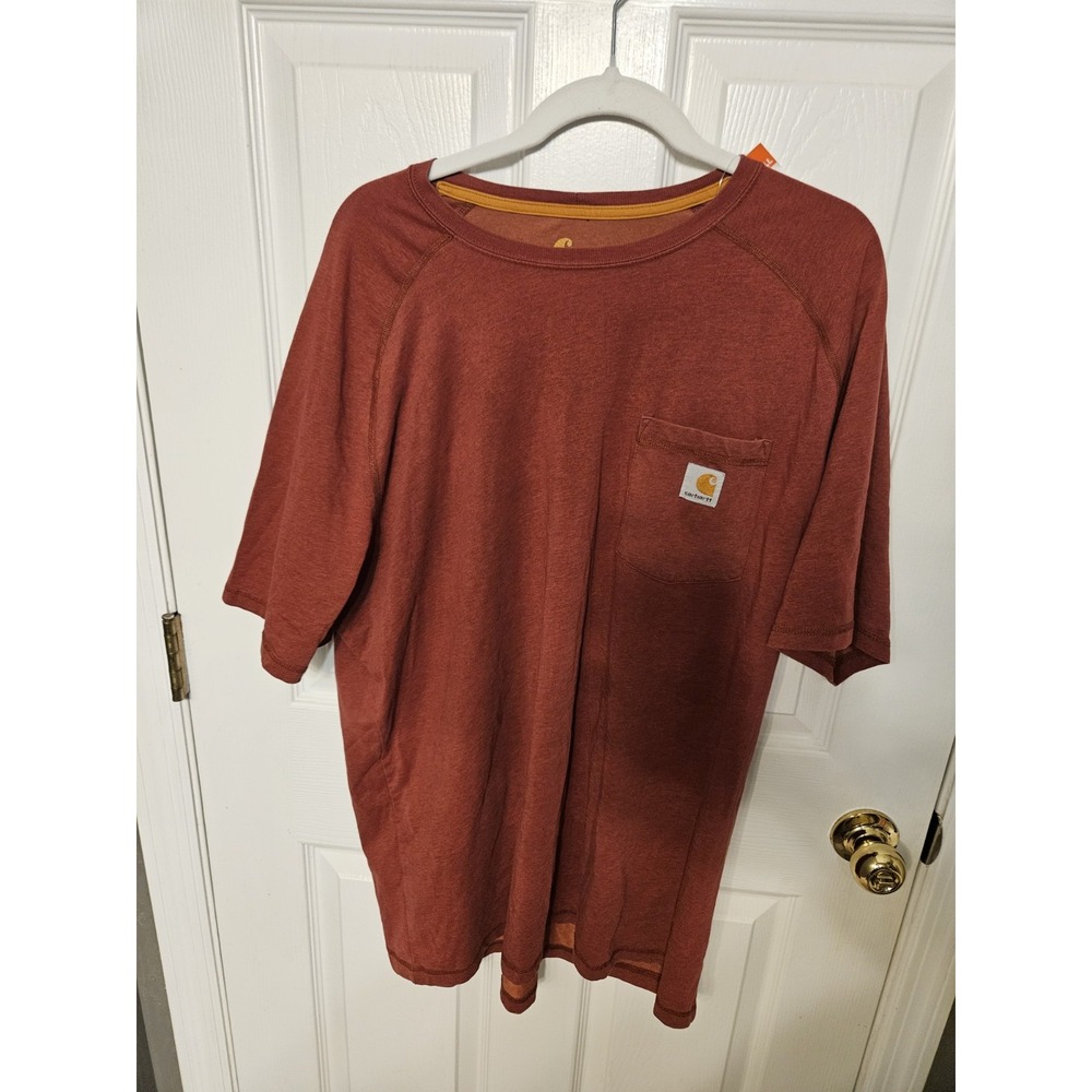 Carhartt Force Mens Relaxed Fit Pocket T-Shirt Rust Red Heather Size 2XL